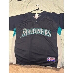 Vintage Majestic Seattle Mariners Blue Jersey Mens Size L Authentic Apparel